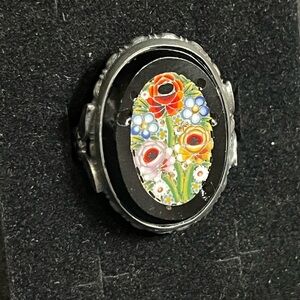 Vintage 925 sterling silver micro mosaic ring size 6